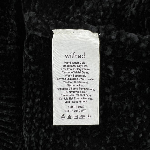 ARITZIA WILFRED Sweater Womens Small Black Chenille V-neck Chunky Oversized - Picture 7 of 11